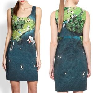 Akris Punto Blue Green Surfer Scenic Mod Art Dress‎ 6